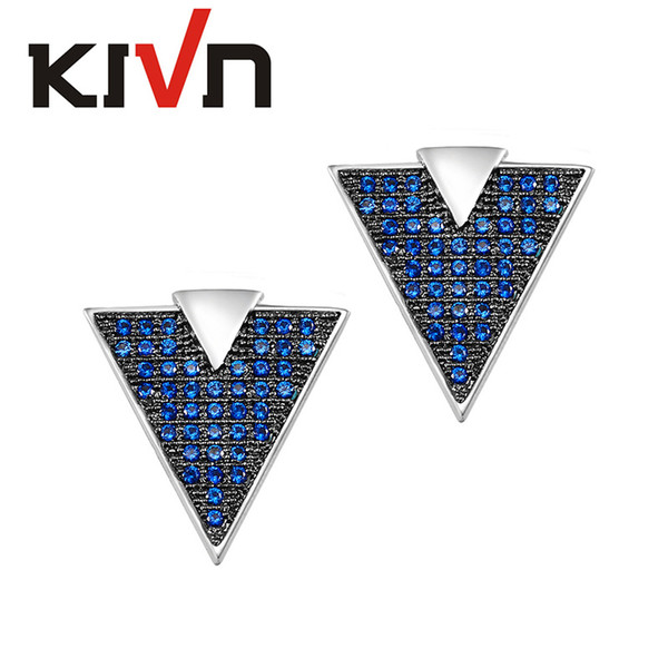 KIVN Fashion Jewelry Elegant Brilliant Triangle Pave CZ Cubic Zirconia Wedding Bridal Stud Earrings for Women Birthday Gifts