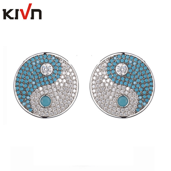 KIVN Fashion Jewelry Pave CZ Cubic Zirconia Magic Yin Yang Balance Amulet Earrings for Women Birthday Christmas Gift