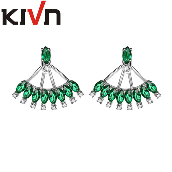 KIVN Fashion Jewelry Blue CZ Cubic Zirconia Bridal Wedding Earring Ear Jackets For Womens Girls Mothers Christmas Birthday Gifts