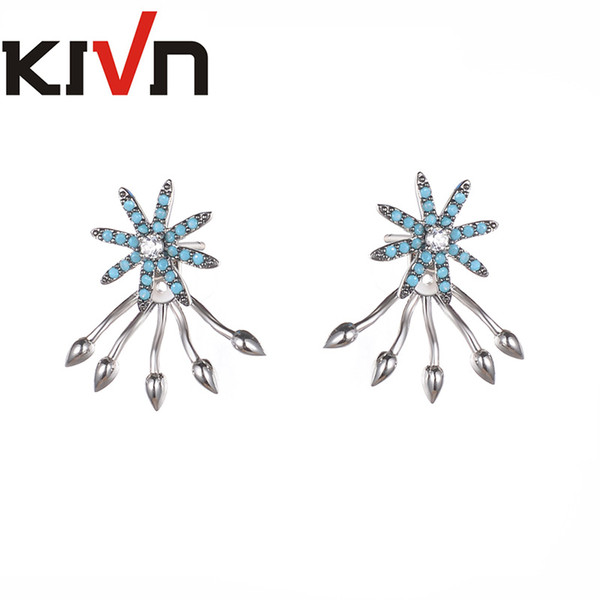 KIVN Fashion Jewelry Pave CZ Cubic Zirconia Bridal Wedding Earring Ear Jackets for Women Birthday Christmas Gifts