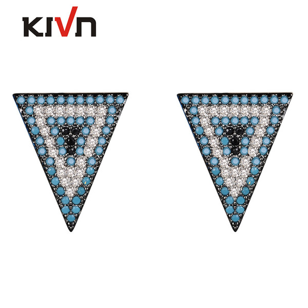 KIVN Fashion Jewelry Triangle Pave CZ Cubic Zirconia Women Girls Bridal Wedding Stud Earrings Birthday Gifts 10pcs Lot Wholesale