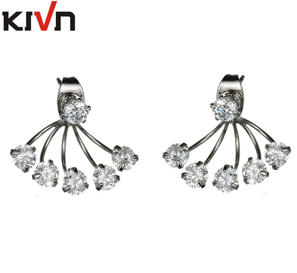 KIVN Fashion Jewelry CZ Cubic Zirconia Bridal Wedding Stud Ear Earring Jackets for Women Mothers Day Birthday Christmas Gifts