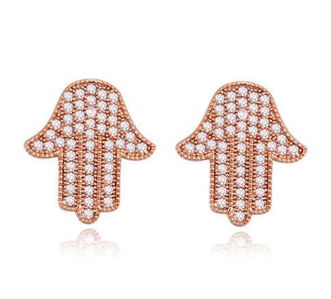 Earrings Studs Jewelry 18K Gold Plated Hand Style Stud Earrings 2016 New Fashion Women Cubic Zirconia Earrings Jewelry Wholesale TER080