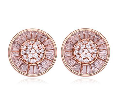 Stud Earrings Jewelry Fashion Women 18K Gold Plated Circle High Quality Zircon Earrings For Women Wholesale TER083