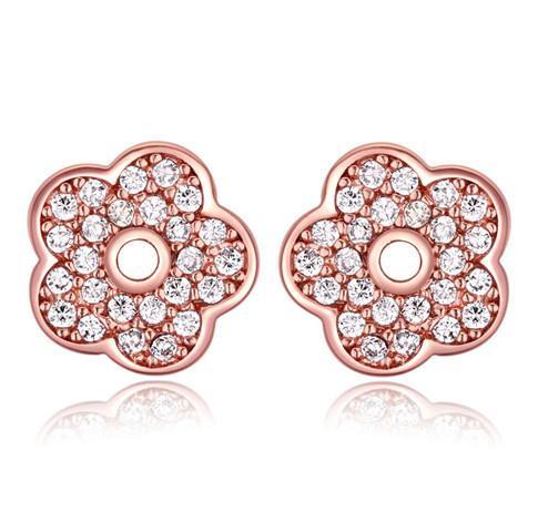 Stud Earrings Fashion Women Exquisite Quality Zircon 18K Gold Plated Flowers Earrings Jewelry Wholesale Drop Shipping TER049