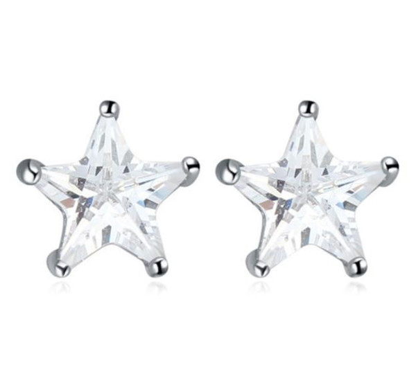 Earrings Studs Fashion Luxury Women High Quality Zircon Platinum Plated Star Earrings Jewelry Wholesale Free Shipping TER040