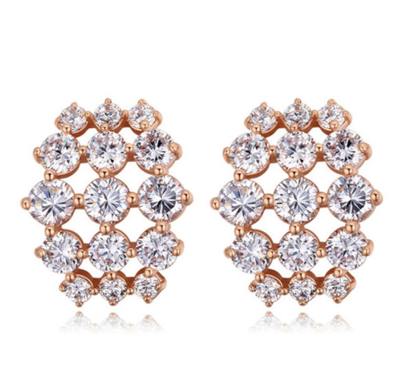 Stud Earring Fashion Women Brand New High Quality Zircon Earrings Jewelry Luxury Brief 18K Gold Plated Stud Wholesale LER018