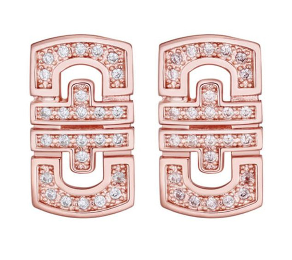 Earrings Stud Fashion Women Royal Style High Quality Zircon 18K Gold Plated Geometric Stud Earrings Jewelry Wholesale TER035