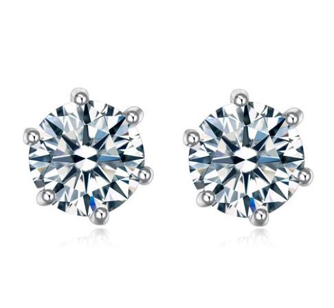 Stud Earrings Fashion Women Brief Platinum Plated High Quality 6mm Cubic Zirconia Earrings Jewelry Wholesale Drop Shipping TER081