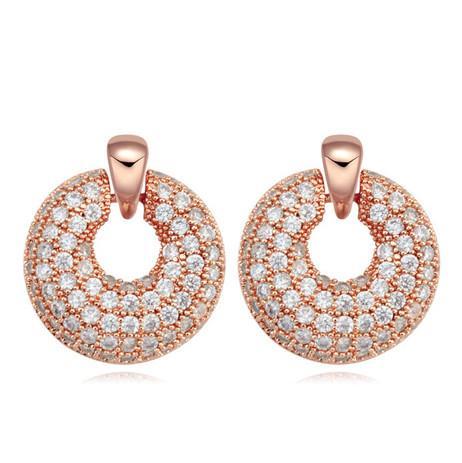 Earrings Jewelry Fashion Women Luxury High Quality Zircon 18K Gold Plated Geometric Circles Stud Earrings Wholesale Free Shipping TER063