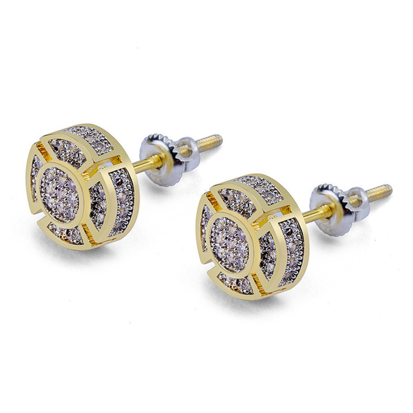 Earrings Stud Jewelry Luxury Glaring Zircon Hip Hop Earrings Fashion Grade Quality 18K Gold Plated Circle Stud Earrings Wholesale LER053