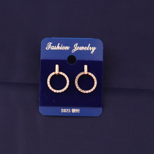 For Elegant Woman Silver And Gold Women Circle S925 Earrings Studded With Crystal Rhinestone Round Stud Earring Lady Jewelry Trade Assurance