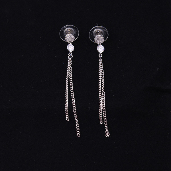 Female ear wire fashion long section of the original Silver Studs Earring Crystal tassel exaggerated fashion jewelry Valentine's Day Gift