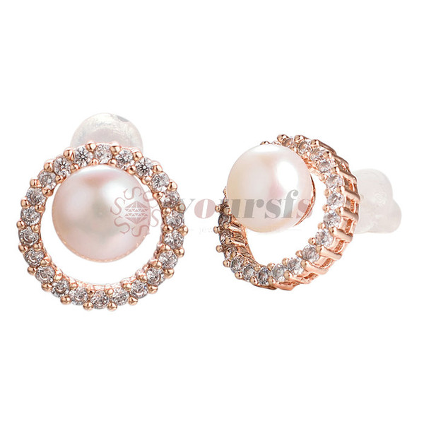 Yoursfs New Fashion Vintage Charm Jewelry Gold-Color Round Half Simulated Pearls Flower Stud Earring For Women