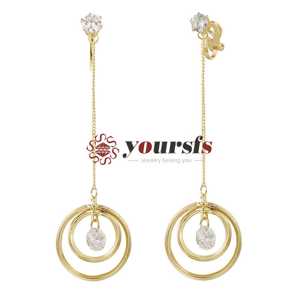 Yoursfs Clip on Hoop Earrings Gold Invisible Clip Earrings Circle Non Pierced Earrings Dangle Clip-Ons