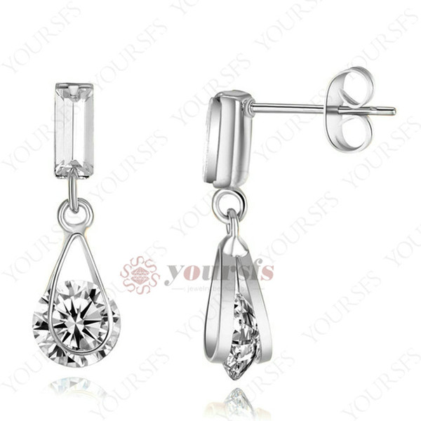 Yoursfs Brand New Gorgeous Generous Dangle Earrings 18 k White Gold Plated Austrian Crystal Long Earrings For Young Women Wedding Jewelry