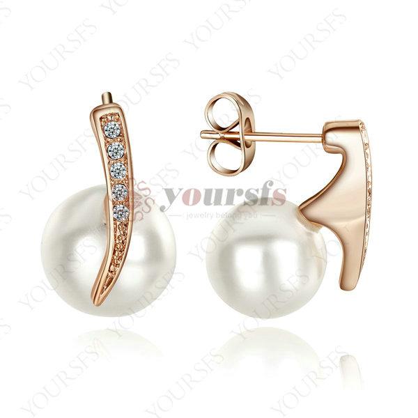 Yoursfs New Arrival Lovely Gift 18 K White Gold Plated Austria Elements Crystal Shinning Pearl Statement Earrings For Women Vogue Jewelry