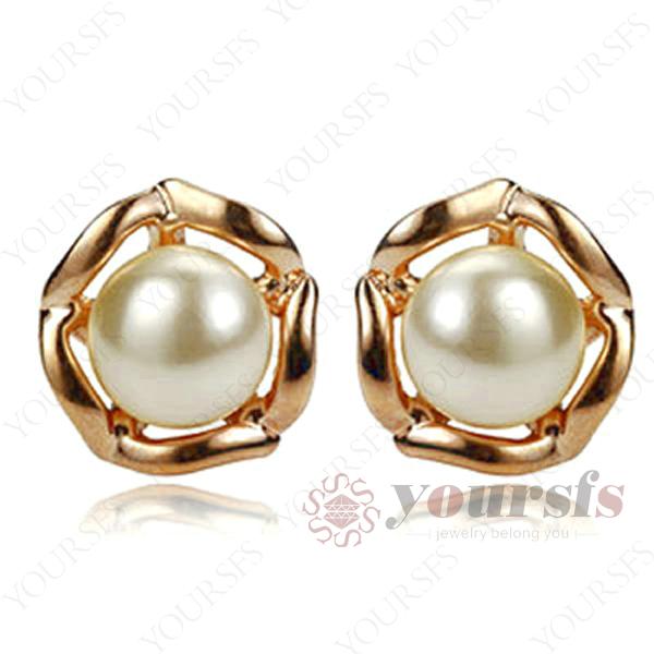 Yoursfs Precious Trendy Pearl Earrings 18 K Rose Gold Plated Jewelry Charm Pearl Stud Earrings Used Austria Crystal For Wedding Engagement