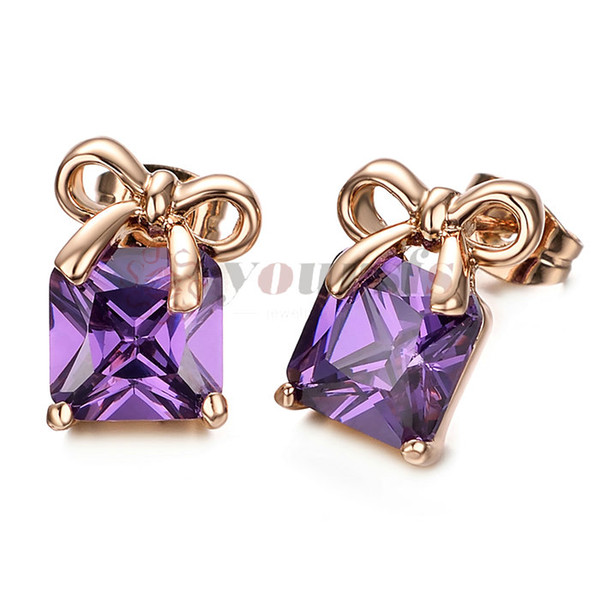 Yoursfs Created Amethyst Stud Earrings For Women Halo Wedding Earrings Square Stud Post Earring