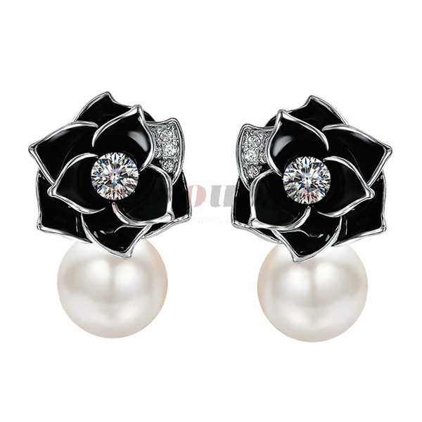 Yoursfs Double Side Flower Simulated Pearl Stud Earrings Fashion Jewelry Earrings for Women Pendientes Brincos Gift