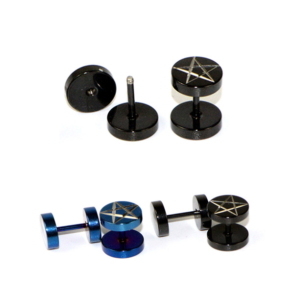 8MM Stainless Steel Earrings Fashion Men And Women Models Titanium Steel Hypoallergenic Blue Black Barbell Earrings Pierced Earrings