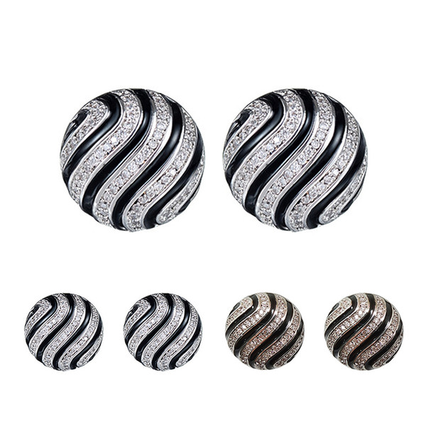 New designer creative earrings round drop oil striped earrings s925 silver needle fashion personality ladies earrings with accessories