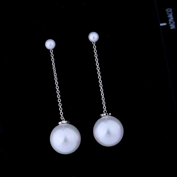 s925 sterling silver ear pin size pearl tassel earrings long bee earrings European and American stars with fashion earrings