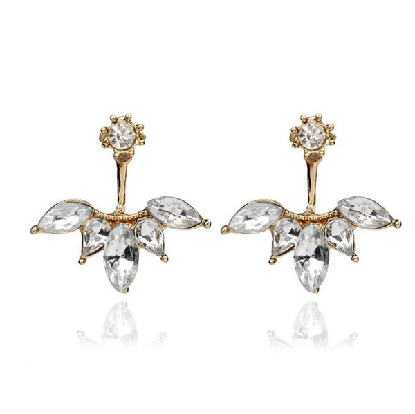 Crystal Diamond Earrings Simple Temperament After Hanging Earrings Gold /Silver/Rose Gold Women Earring Stud Jewelry Wholesale