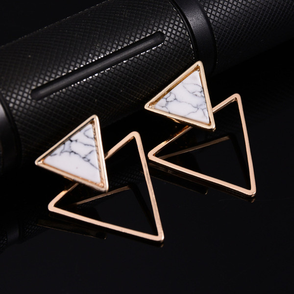 Punk Design Fashion Square Triangle Round Geometric Faux Stone Stud Earring Women Party Jewelry pendientes brincos