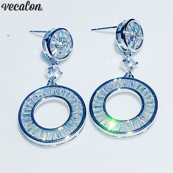 Vecalon 2018 Career Dangle earring Diamond 925 Sterling silver Party wedding Drop Earrings for women Bridal Jewelry Gift