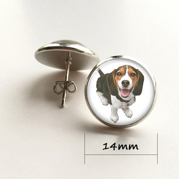 Beagle keyring, little cute dog keyring Glass Photo Small Hunting dogs keyring