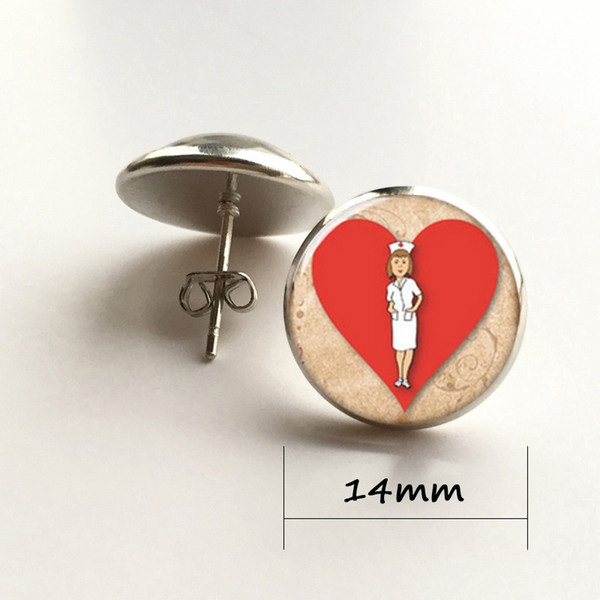 Nurse earring, Nurse on behalf of love heart earring glass Photo Gift for Nurse Jewelry earring