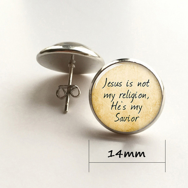 Jesus earring, jesus is not my religion,he's my savior earring print photo Christian earring