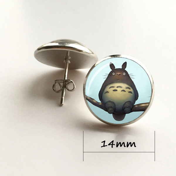 totoro japan anime satsuki and mei My neighbor totoro Earring bronze silver Glass Dome Charm jewelry DIY Handmade Gift