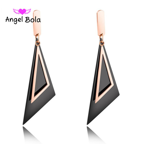 New Arrival Personality Triangle Stud Earring Rose Gold Color Woman Gift Titanium Steel Jewelry No Fade Wholesale