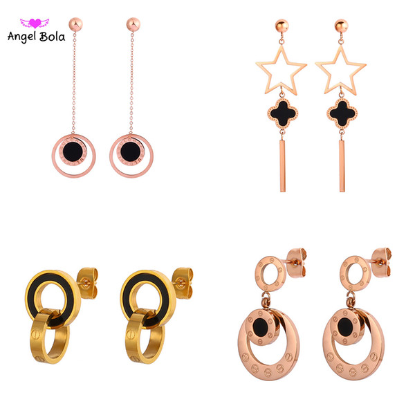 New fashionstainless steel plating rose gold Roman numerals earrings fashion temperament earrings factory direct