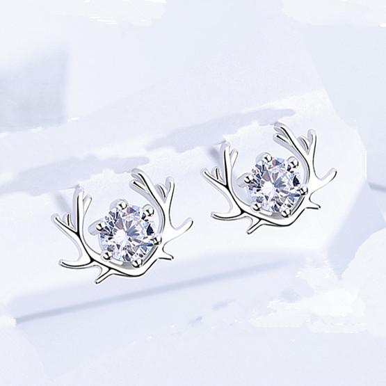 original 925 sterling silver earrings stud woman's jewelry lady animal christimas deer angle small exquisite bijouterie fashion 10x7mm 1pair