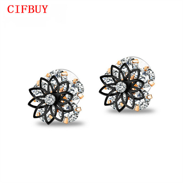 CIFBUY Unique CZ Stud Earrings For Women Daisy Flower Design Gold Color Female Girl Birthday Valentine's Gift KE714