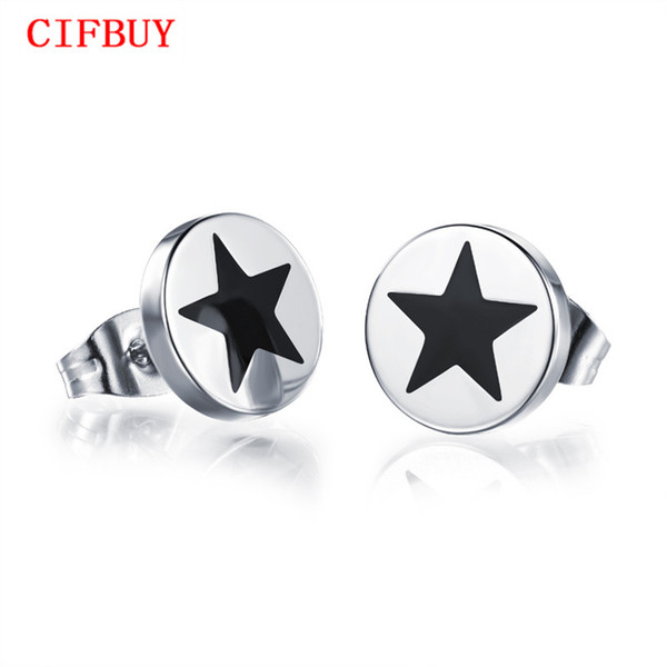 CIFBUY 2Pcs 10mm Men's Barbell Studs Punk Stainless Steel Ear Studs Earrings For Women Men Jewelry Cheap Price GE308