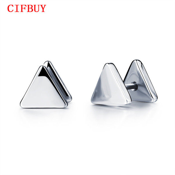 CIFBUY Personality Triangle Man's Stud Earring Fashion Stainless Steel Vintage Men Jewelry Cheap Price Allergy Free GE321