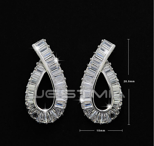 celebrity Style Brand Princess Cut Diamond 925 Silver Filled Earrings Gift