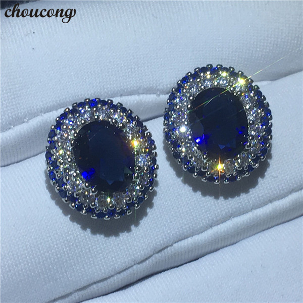 choucong Classic Diana earrings Crystal Diamond White Gold Filled Party Wedding Stud Earrings for women fashion jewelry