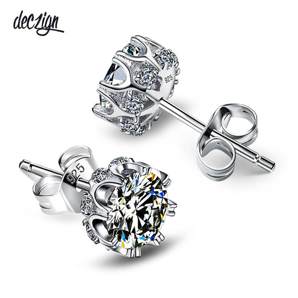 Deczign new Popular Style Sterling Silver 925 High Quality Zircon Stone White Luxury Daily Wear Silver Earrings SE10817R