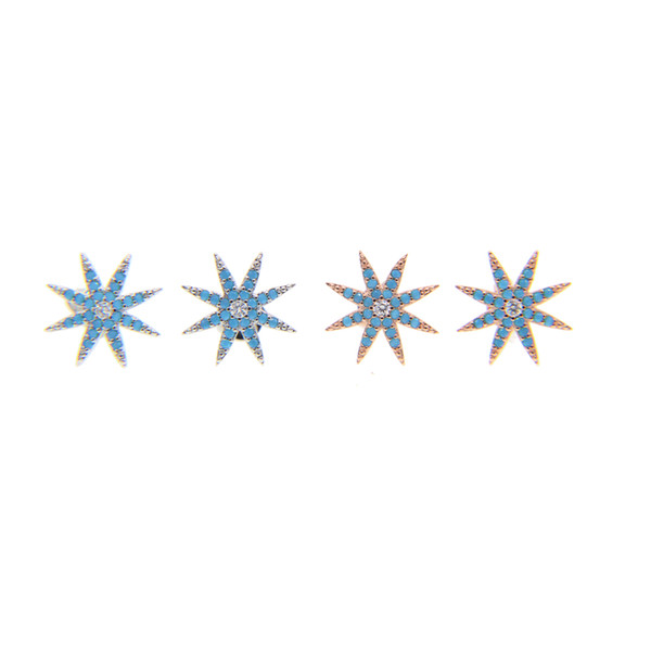 2017 new arrive fashion jewelry mciro pave turquoise star north star studs rose gold silver stud earring