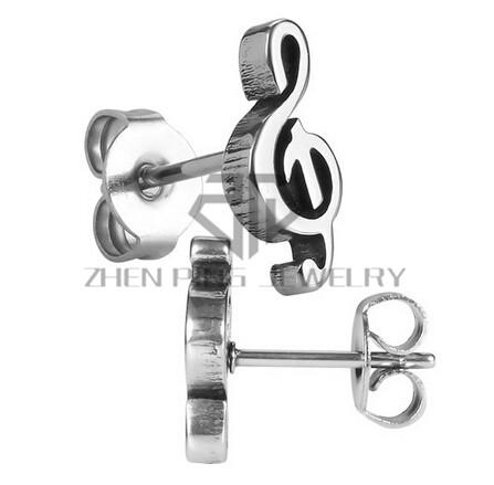 Free Shipping Musical Notation Stud Earrings 316L Surgical Stainless Steel Women Fashion Stud Earrings Can Be Mix