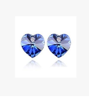 Wholesale 18K Platinum Plated Love Heart Women Stud Earrings Genuine Austrian Crystal Fashion Earrings Jewelry for Women A29