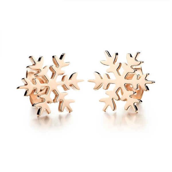 Snowflake Stud Earrings Korean Female 10mm Gold Color Stainless Steel for Women Fashion Flower Earing Delicate Jewelry Accessories