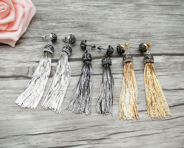 1 piar Handmade Tassel dangle Earrings, with Pave Rhinestone Earring Jewelry For Women Bohemia Earrings ER688