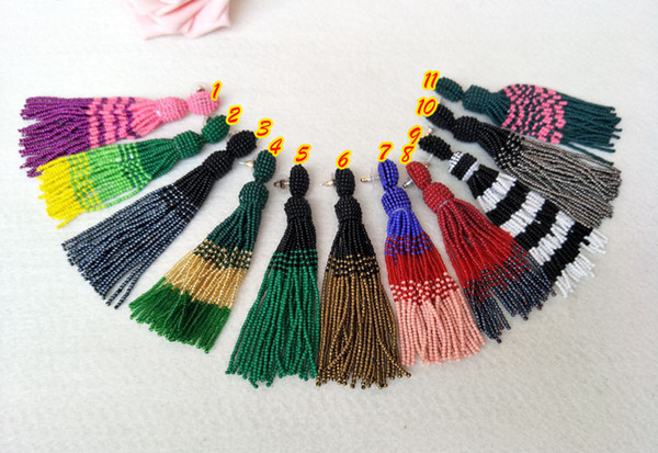 Fashion handmade jewelry earrings wholesale,braided seed bead tassel earrings,bead Weaving drop long earrings ER479