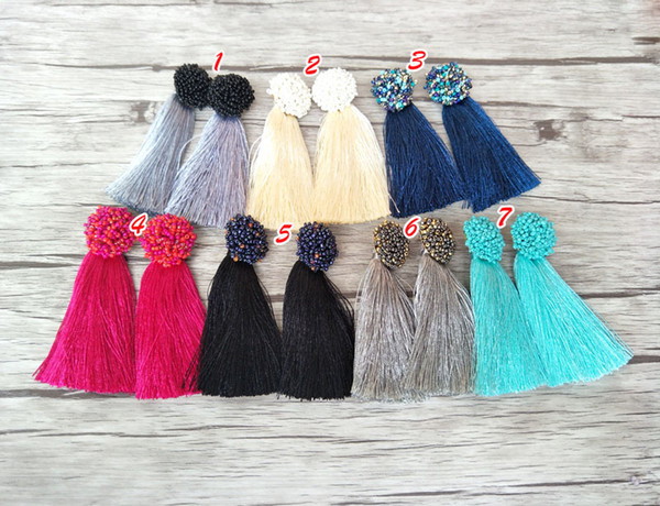 Wholesale long Cotton tassel Dangle earrings, Fashion Handmade Soft Bohemia charm earrings For Women jewelry ER622